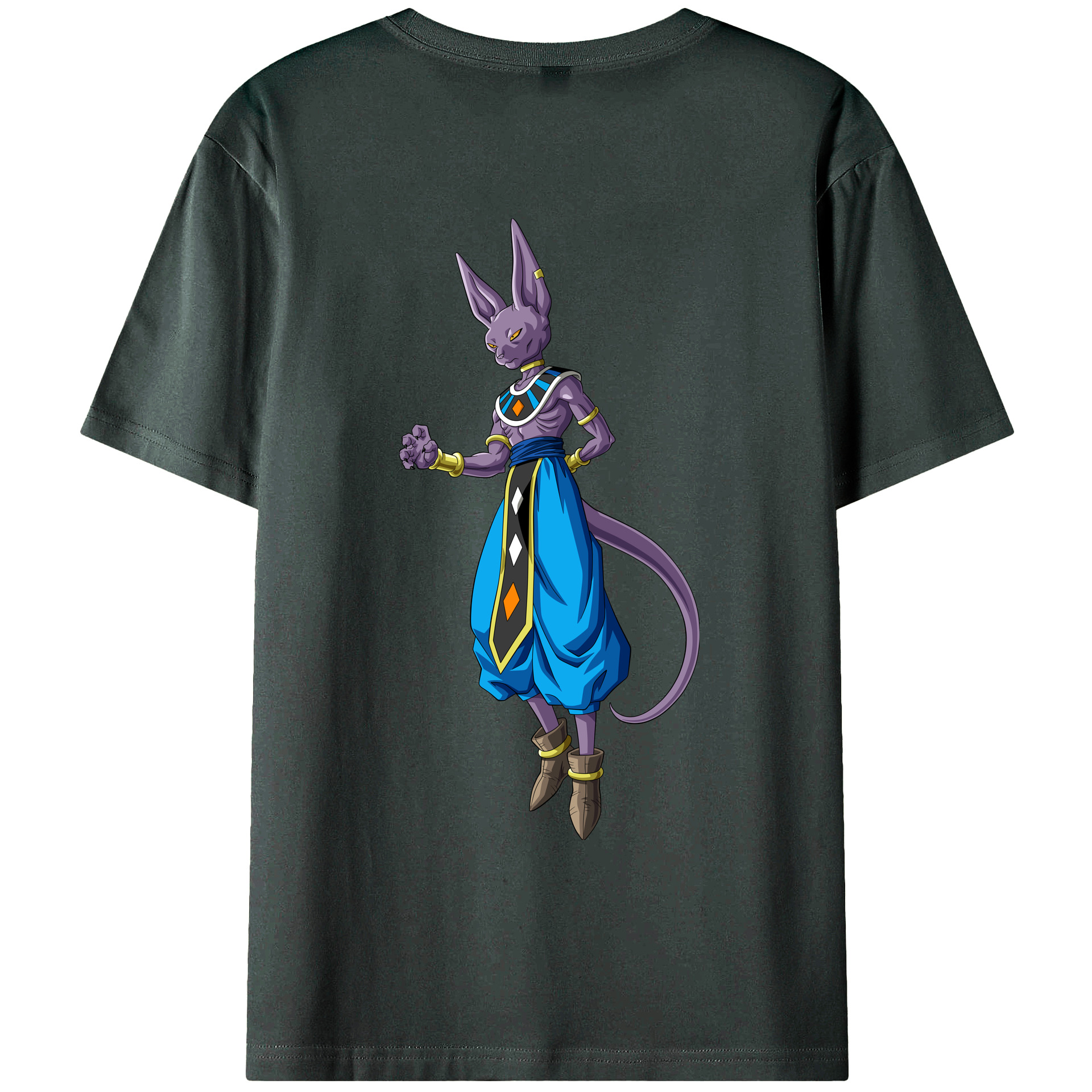 （画像用） ドラゴンボール ビルス 破壊神ビルス DRAGON BALL Beerus Birusu 綿100％ メンズ半袖Tシャツ（バックプリント） 通気性